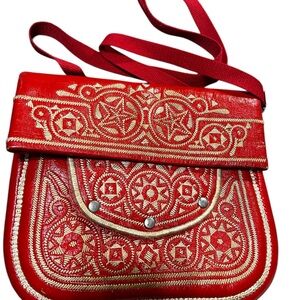 Vintage Moroccan Berber handmade leather purse.